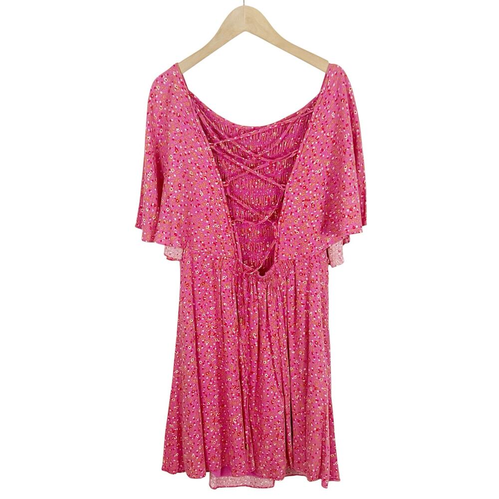 Free People Florence Mini Dress in Pink Floral Combo Size Large - Picture 3 of 9